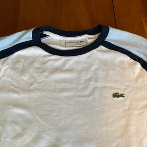 Lacoste, white and blue, men’s crew neck shirt, size L